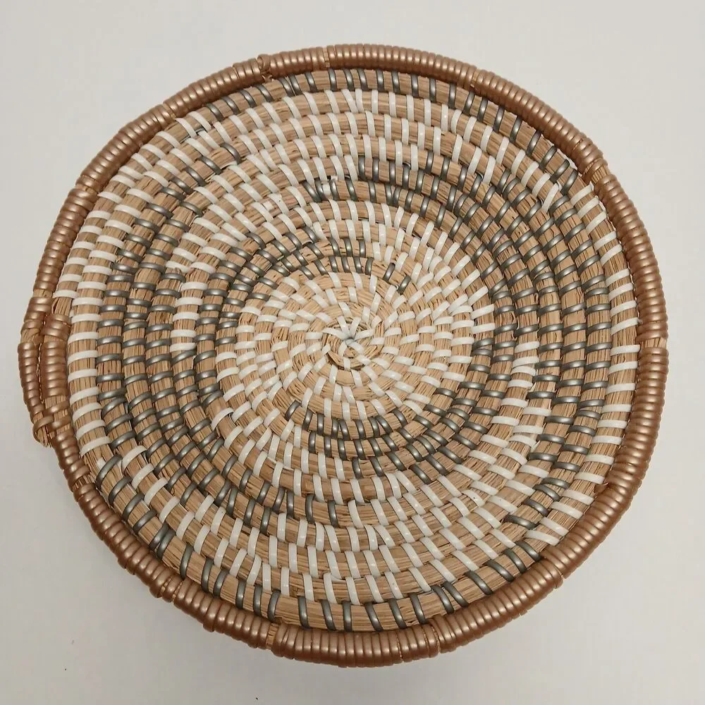 3 Piece Lot of Boho Round Wall Basket Decor, Seagrass Rattan Wicker Gallery Wall